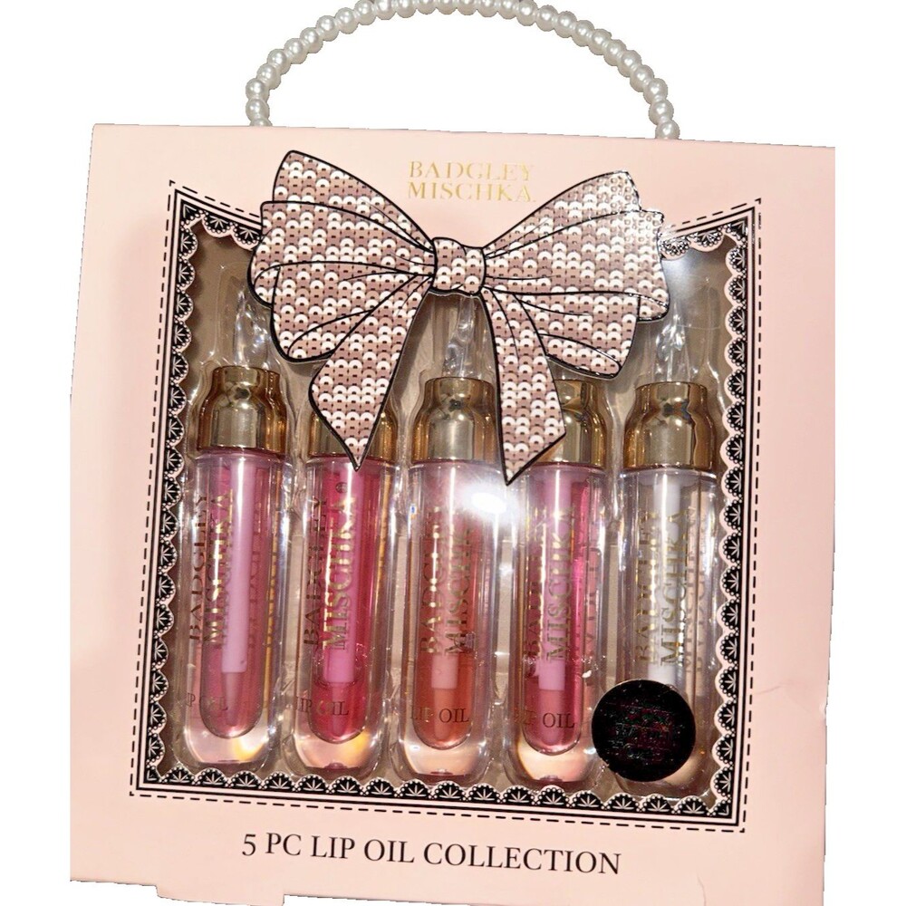Badgley Mischka 5-Piece Assorted Lip Oil Set - Honey Infused - New In Box